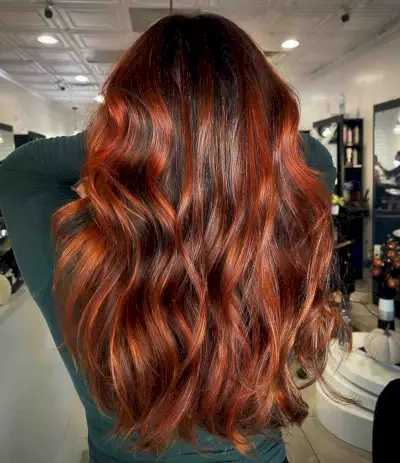 Popular Dark Copper Balayage with Mahogany Hues