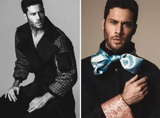 Til venstre: Jose bærer frakke Ana Locking. Til højre: Jose bærer frakke Jeaven & Jell.