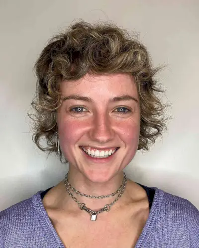 Short Curly Mullet for Square Faces with Fine Hair