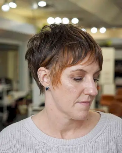 Baby Shag with Wispy Bangs for Older Women with Fine Hair