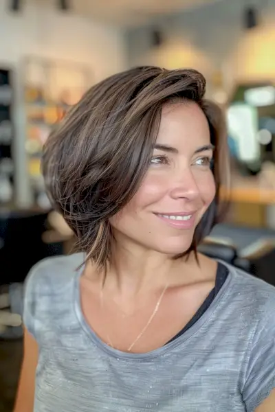 Stylish Medium-Short Sahag Cut with Highlighted Layers