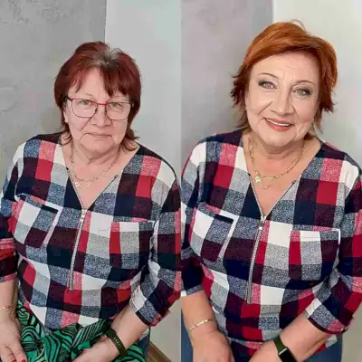 Copper Short Shaggy Wolf Cut for Fine Hair and older women with an edgy style