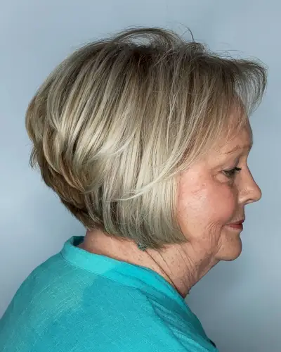 Short choppy bob for older women with finer hair