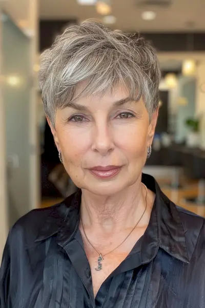 Very short pixie for women over 60 with fine hair