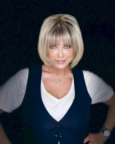 Short blonde rounded bob for older women with fine hair