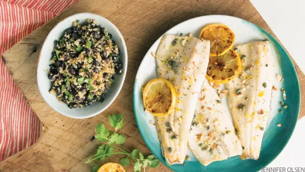 Lemony Trout with Quinoa-Bean Salad