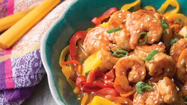 Teriyaki Shrimp and Pineapple with Bell Pepper Noodles
