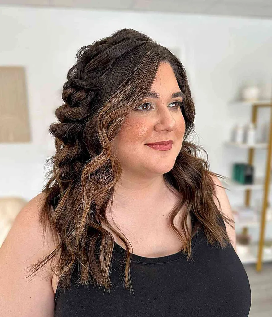 Trendy polovičný updo s vrkočmi' title=