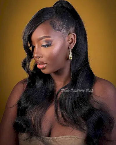 Sleek Half Updo Pony with Baby Hair