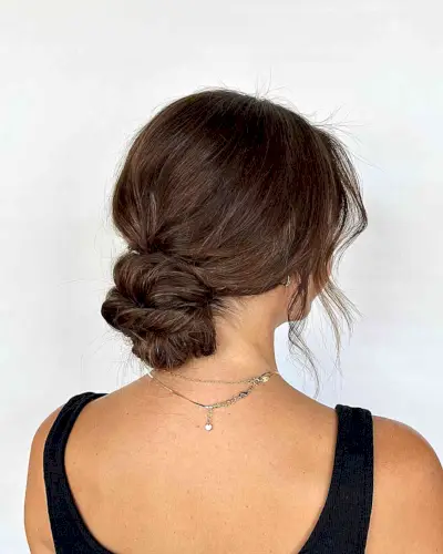Formal Face-Framing Brunette Bun Updo