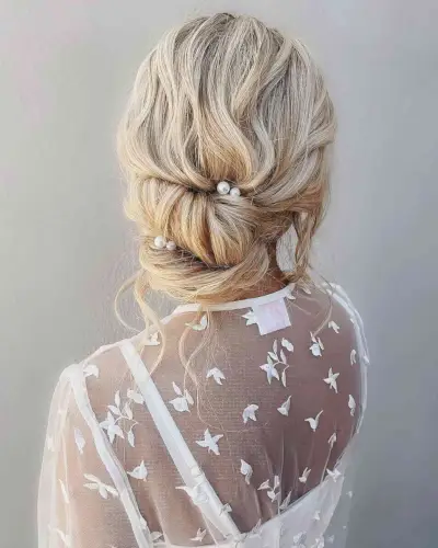 Pretty Loose and Messy Low Chignon Updo