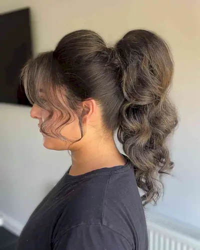 Easy Wavy Voluminous Ponytail Updo with Face-Framing Pieces