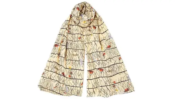 Cotton bird family scarf
