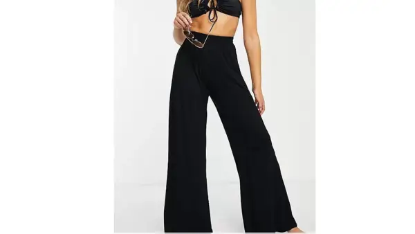 Asos South Beach wide leg yoga pants in black