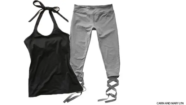 manduka yoga outfit, grey and black