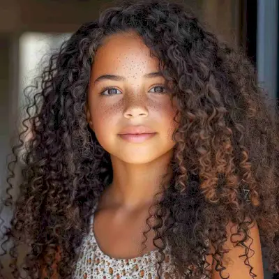 Long Tight Curls Girls Hairstyle