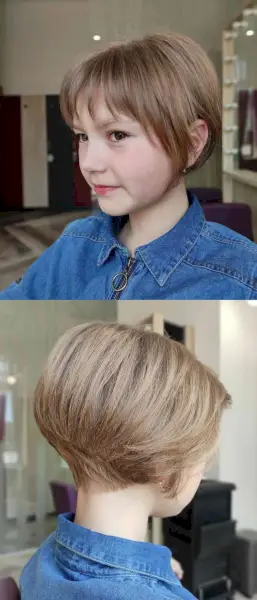 Edgy stacked bob for little girls with short hair