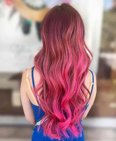 Extra Long Bright Pink Ombre