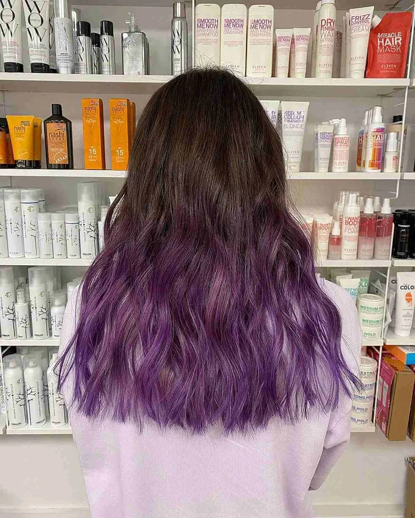 Purple ombre Balayage Foilayage' title=