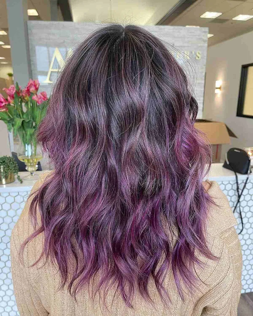 Ash Purple Balayage Hair' title=