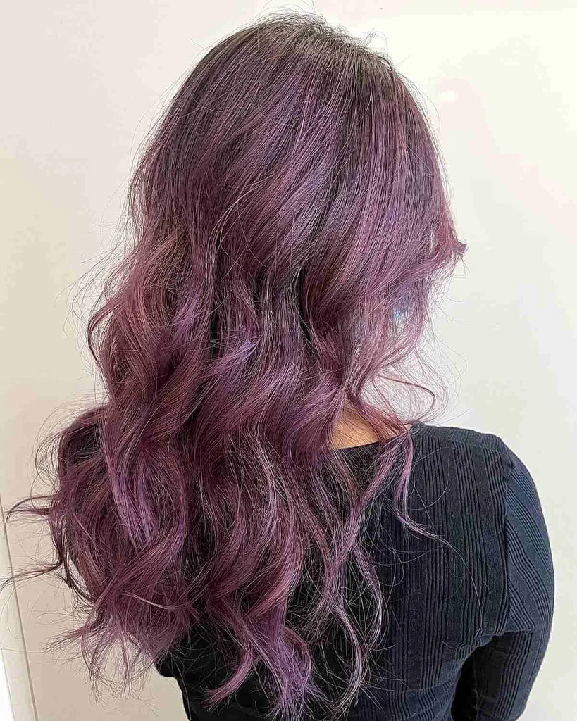 Păr Dusty Magenta Purple Balayage' title=