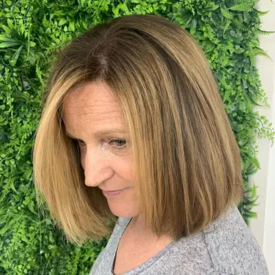 Golden brown and blonde highlights for older women