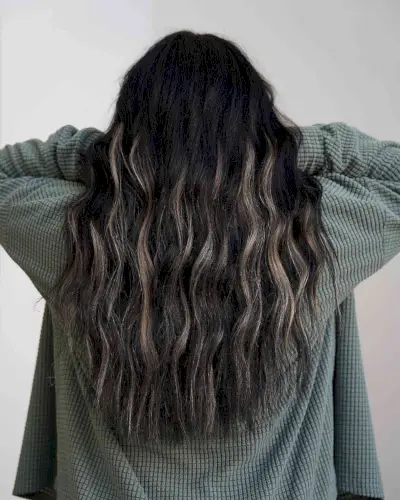 Spiced-Up Ash Blonde Highlights on Dark Hair
