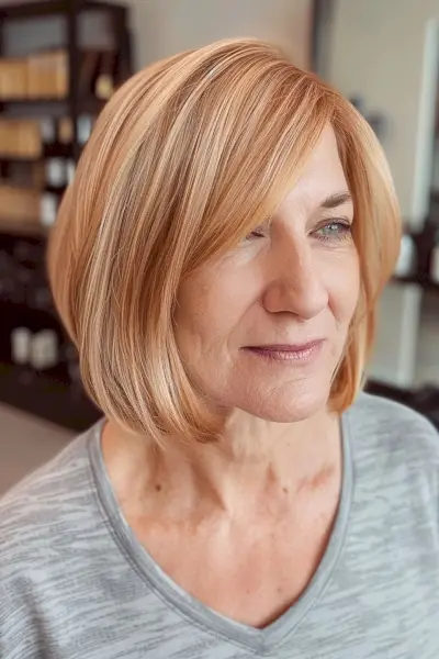 Strawberry blonde highlights for women over 60