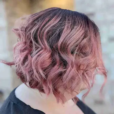 Partial Rose Gold Balayage Highlights on Short Hair