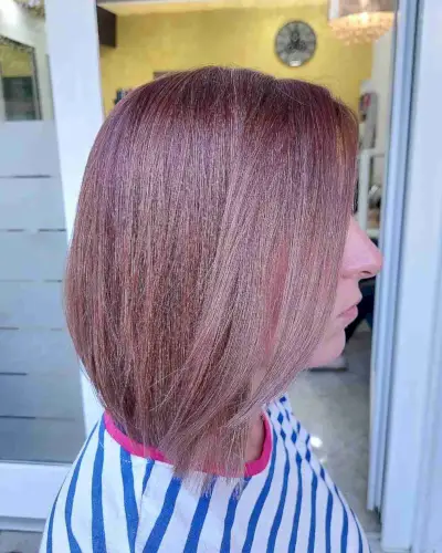 Light Golden Cherry Rose Gold Balayage Hue on a Lob