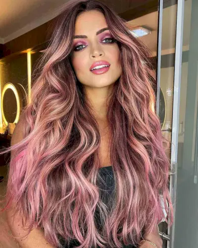 Very Long Rose Gold Balayage