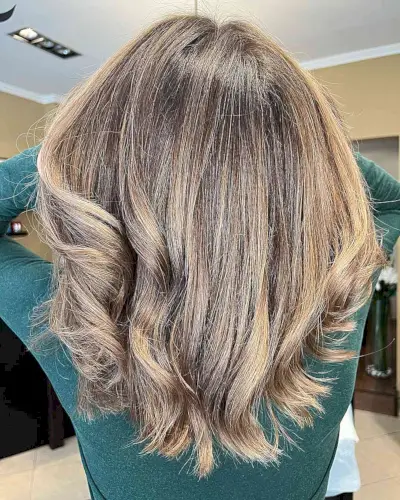 Natural Bronde Balayage for Medium Brown Hair with Soft Waves