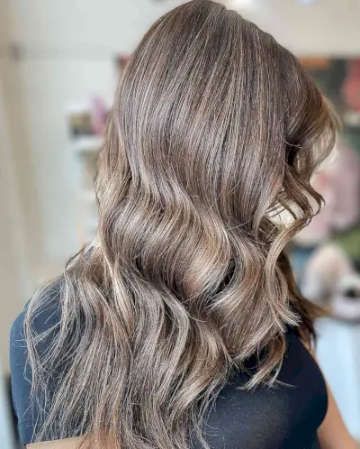 Ashy Brown Bronde Balayage with Subtle Honey Highlights for Mid-Length Locks