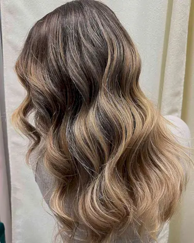 Long and Wavy Dark Brunette Balayage Hair with Honey Bronde Hues