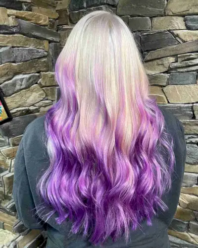 Vivid Purple Balayage Tones on Blonde Hair