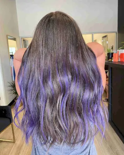 Pastel Purple Balayage Highlights on Brunette Hair