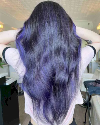 Purplish Blue Balayage Highlights