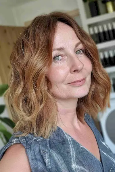 Golden brown ombre for older women
