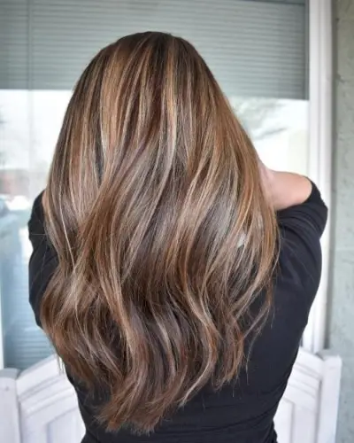 Rich Brown Hair with Caramel Highlights