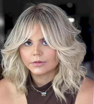 Ice Light Blonde Balayage on a Messy Lob