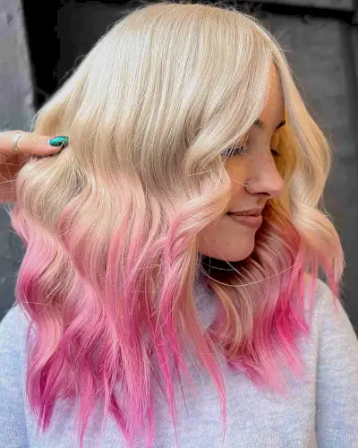 Very Light Blonde Hair with Pink Tips