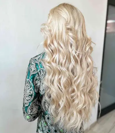 Very Long Curled Light Blonde Hair