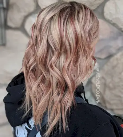 Blonde Hair with Red Highlights