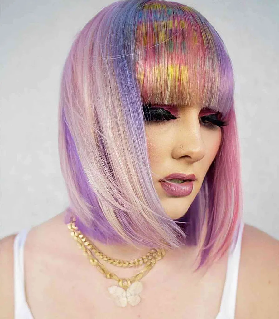 חתך קצר בצבע נועז עם פוני' title=