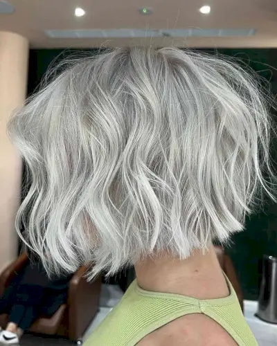 Icy Blonde Textured Bob