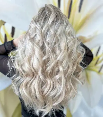 Icy ash blonde balayage hairstyle