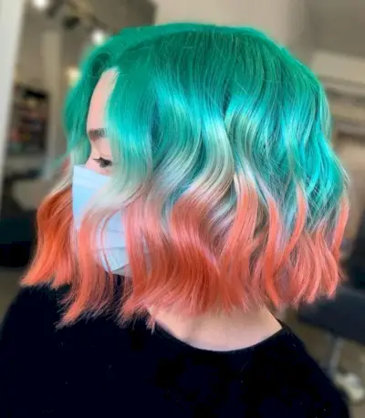 Peach and teal
