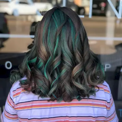 Teal Highlights on Brown Hair