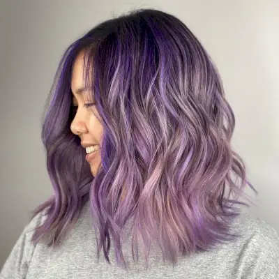 Dark Purple Hair with Lavender Highlights