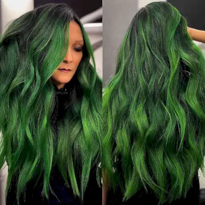 Green Aurora Color for Long Hair